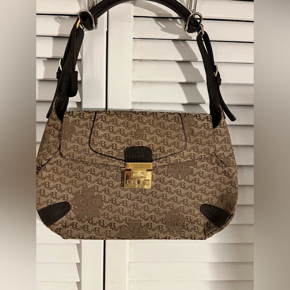 Bonia Signature Vintage Italian shoulder bag with clochette.